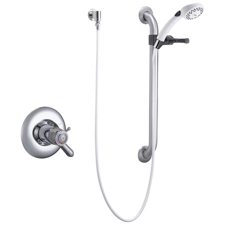 Delta Thermostatic Valve Trim with Hand Shower and Grab Bar, Chrome, Wall T17TH155